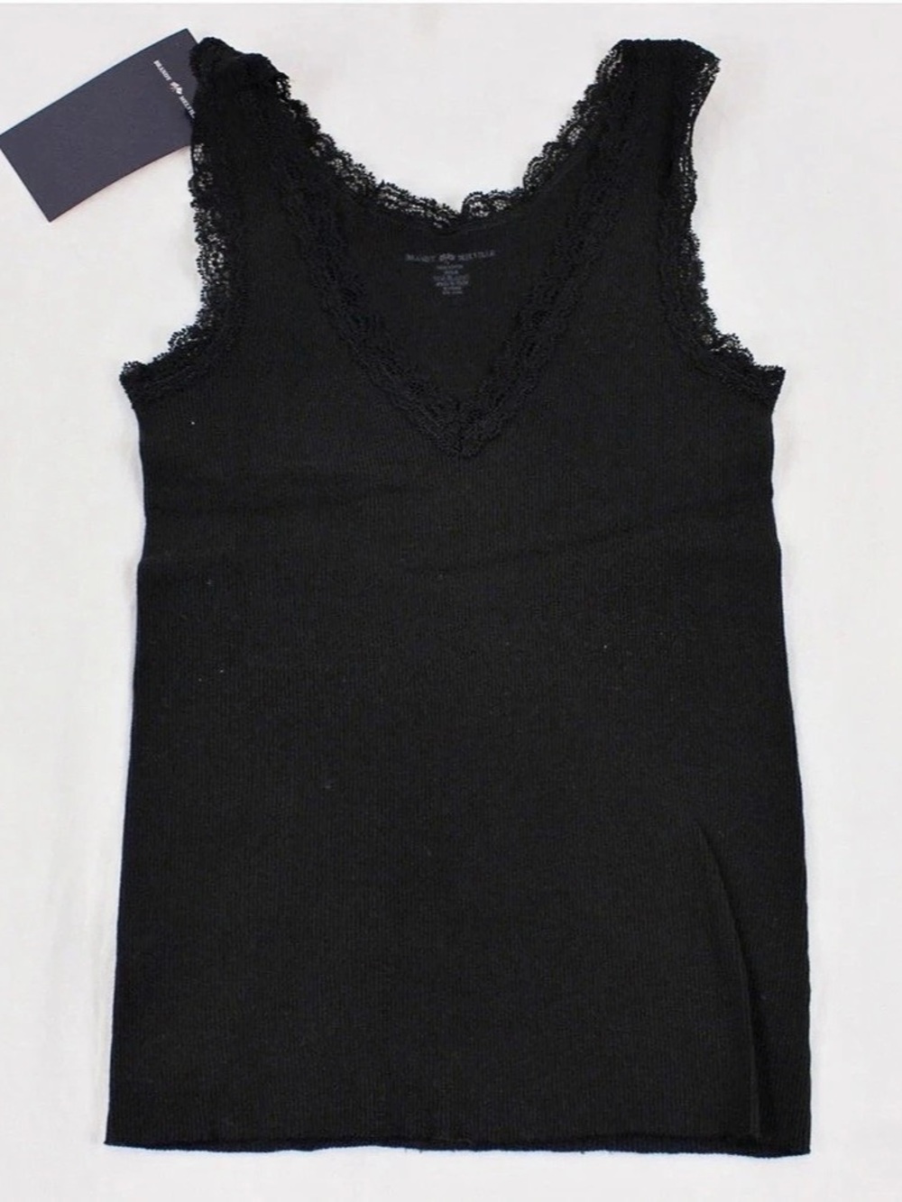 Brandy Melville Lace Trim Ribbed Tank Top Black XS/D